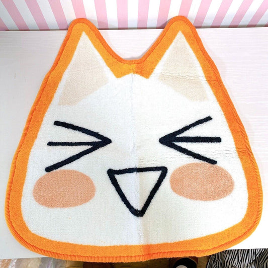 Dokodemo Issho Issyo Toro Inoue Multi Mat Rug Room White Orange Cat Face Die Cut