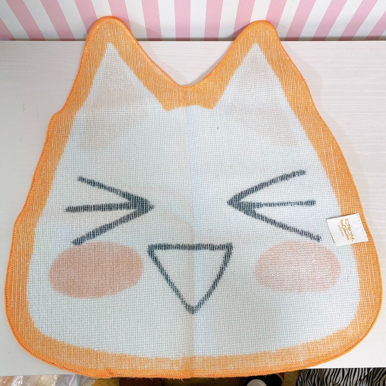 Dokodemo Issho Issyo Toro Inoue Multi Mat Rug Room White Orange Cat Face Die Cut