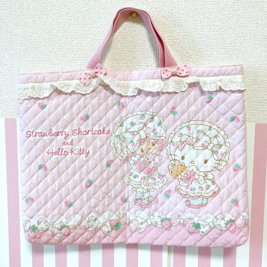 Sanrio Strawberry Shortcake Hello Kitty Collaboration Bag Tote Handbag Pink Rare