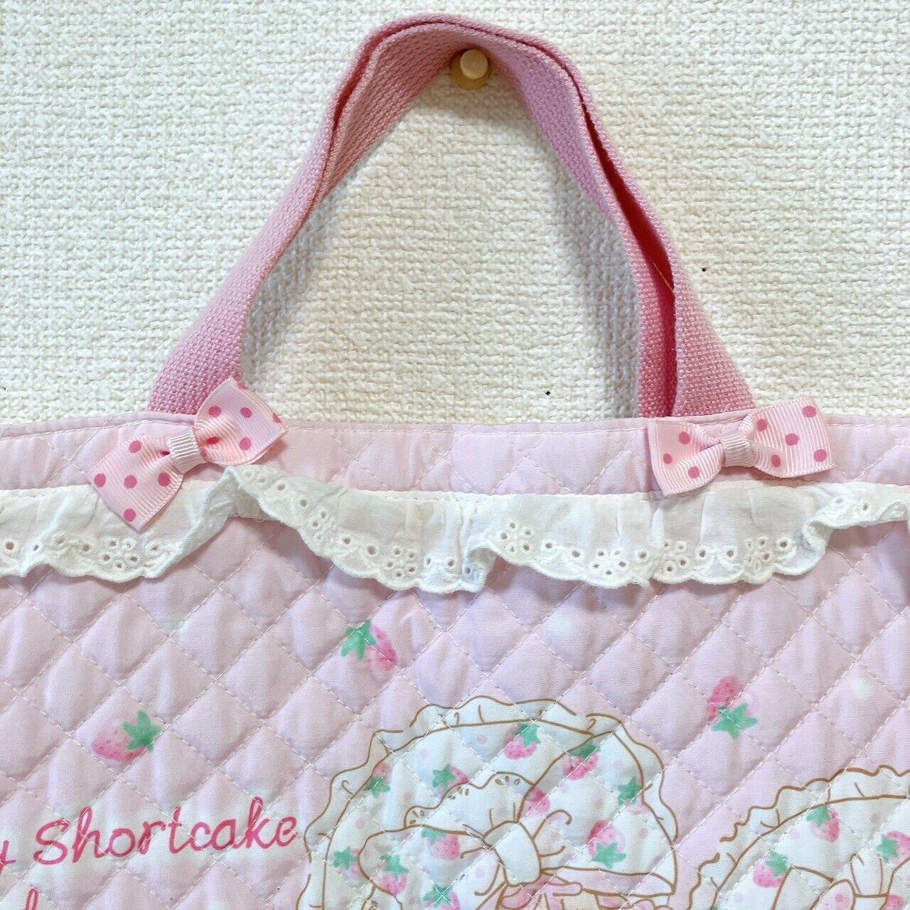 Sanrio Strawberry Shortcake Hello Kitty Collaboration Bag Tote Handbag Pink Rare