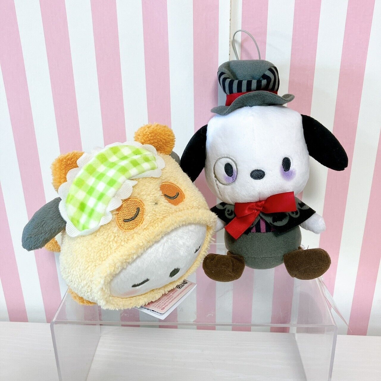 Sanrio Pochacco Plush Set 2 Gentleman Animal Pajama Ribbon Soft Stuffed Toy Dog