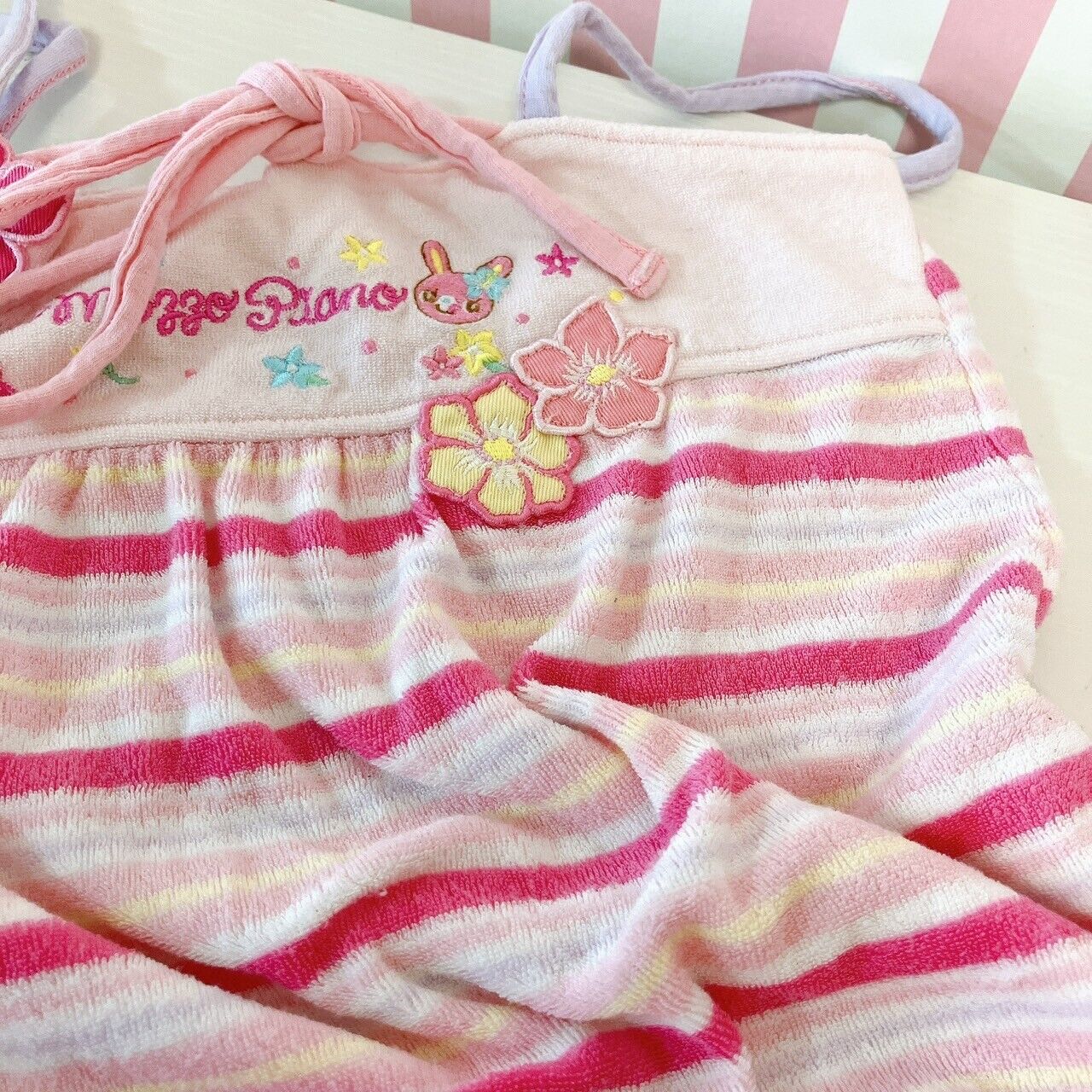 Mezzo Piano Camisole Shorts Pants Set 120cm Pink Stripe Border Hibiscus Kids