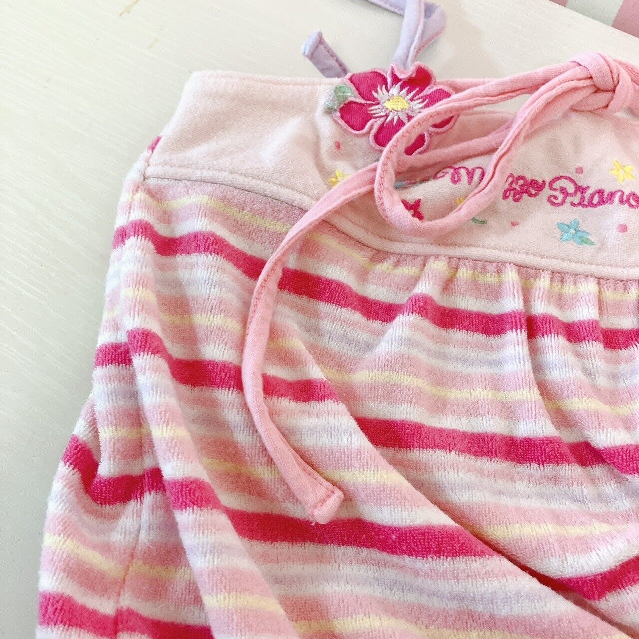 Mezzo Piano Camisole Shorts Pants Set 120cm Pink Stripe Border Hibiscus Kids