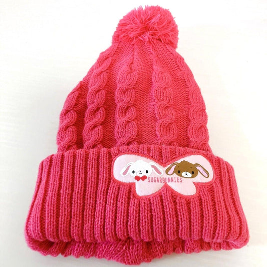 Sanrio Sugar Bunnies Knit Hat Cap Acrylic Pink Fluffy Shirousa Kurousa Kawaii