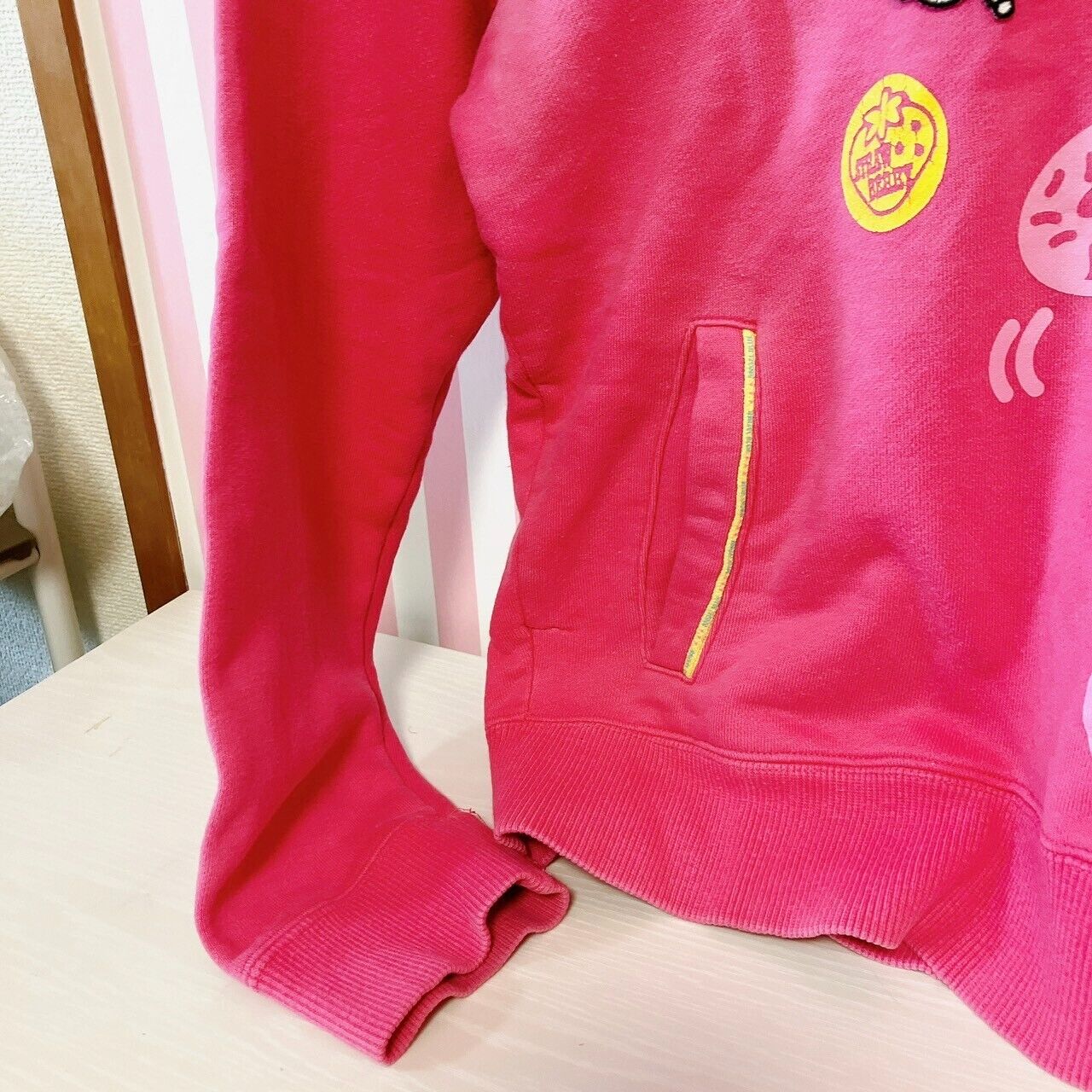 Angel Blue Kids Hoodie 160cm Pink Hood Girls Rabbit Star Pocket Patch Kawaii