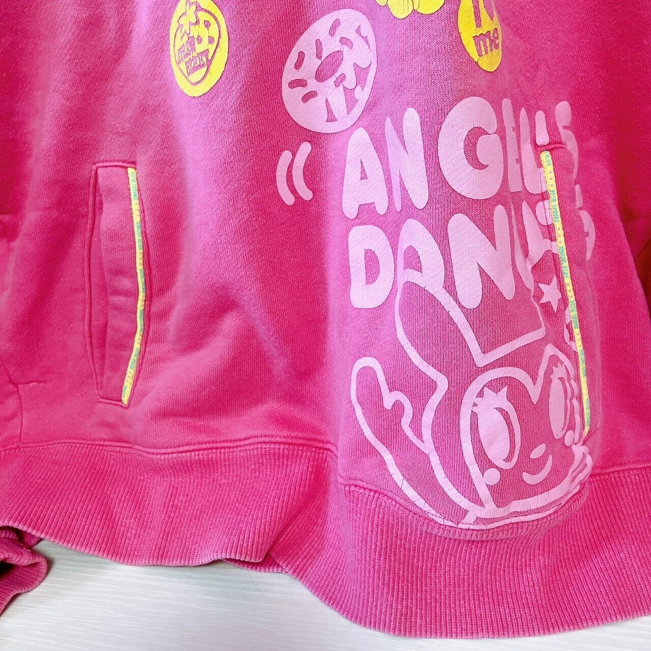 Angel Blue Kids Hoodie 160cm Pink Hood Girls Rabbit Star Pocket Patch Kawaii