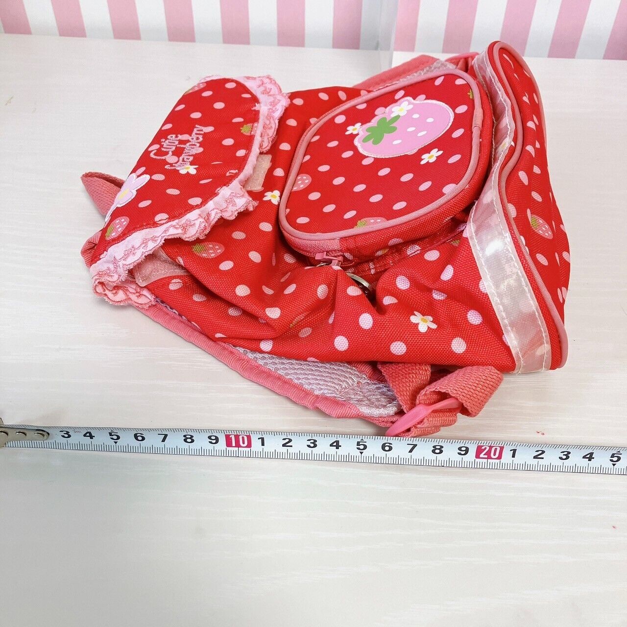 Mother Garden Rucksack Backpack School Bag Cutie Strawberry Dot Red Frill Flower