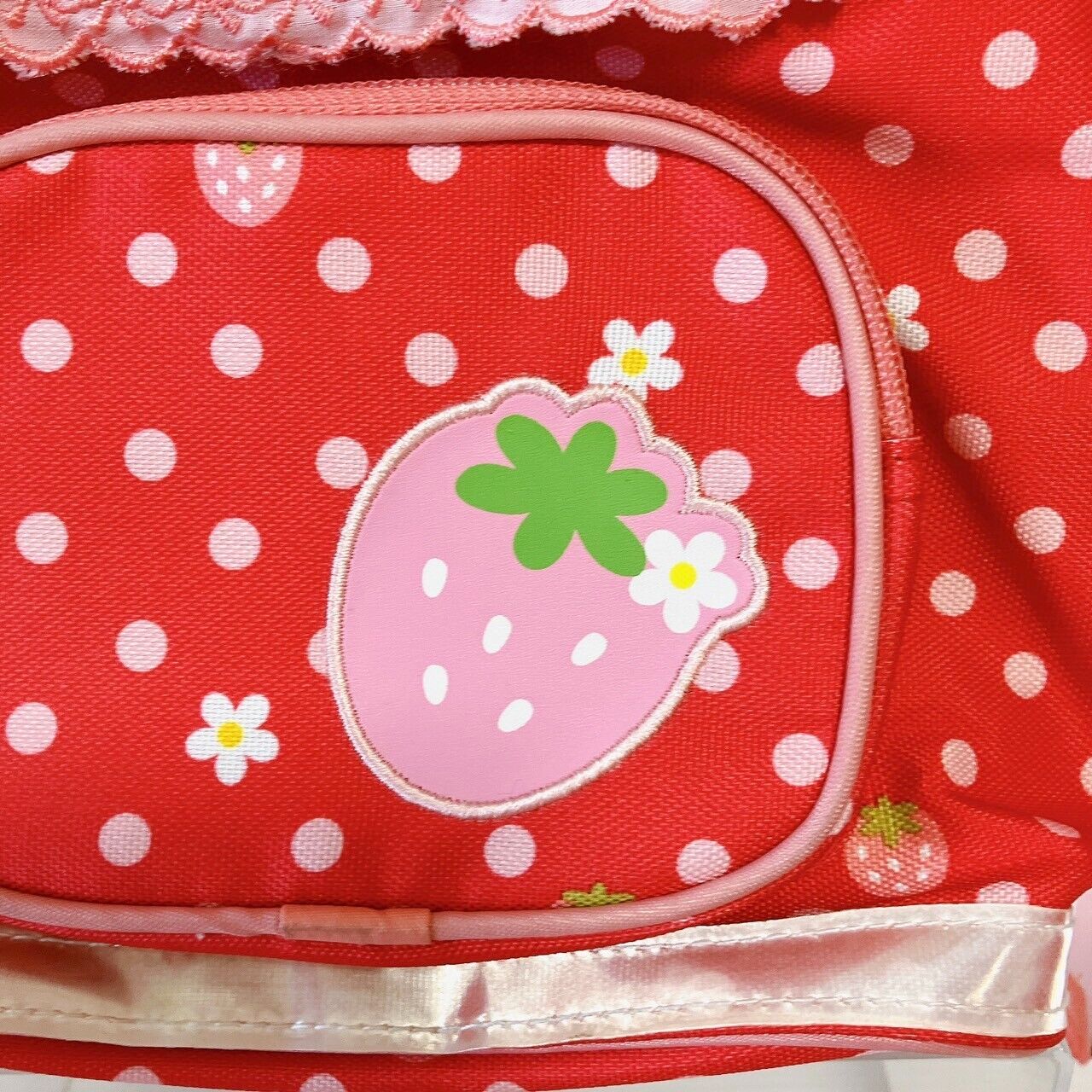 Mother Garden Rucksack Backpack School Bag Cutie Strawberry Dot Red Frill Flower