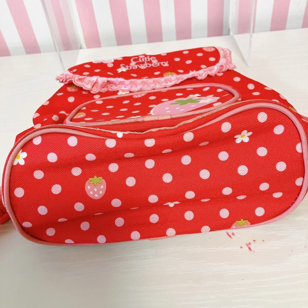 Mother Garden Rucksack Backpack School Bag Cutie Strawberry Dot Red Frill Flower