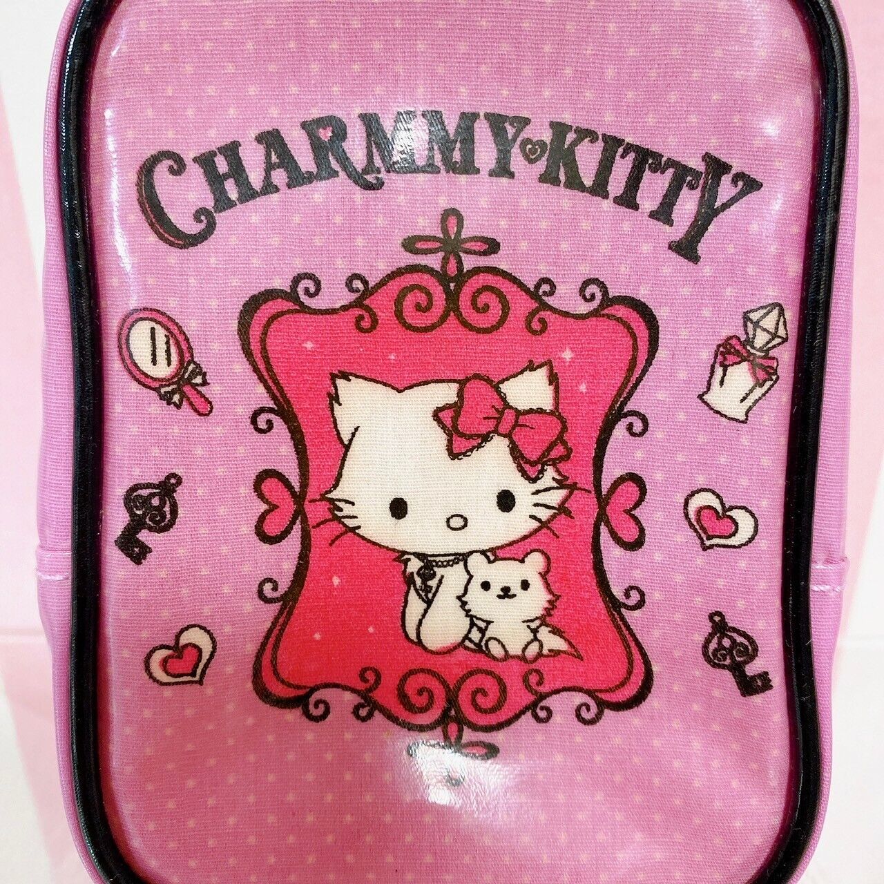 Sanrio Charmmy Charmy Kitty Pouch Set 2 Pink Square Ribbon Cat Cosmetic Kawaii