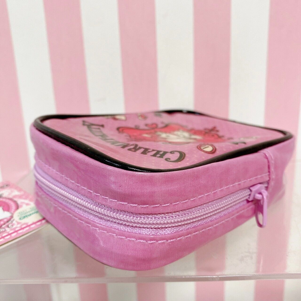 Sanrio Charmmy Charmy Kitty Pouch Set 2 Pink Square Ribbon Cat Cosmetic Kawaii