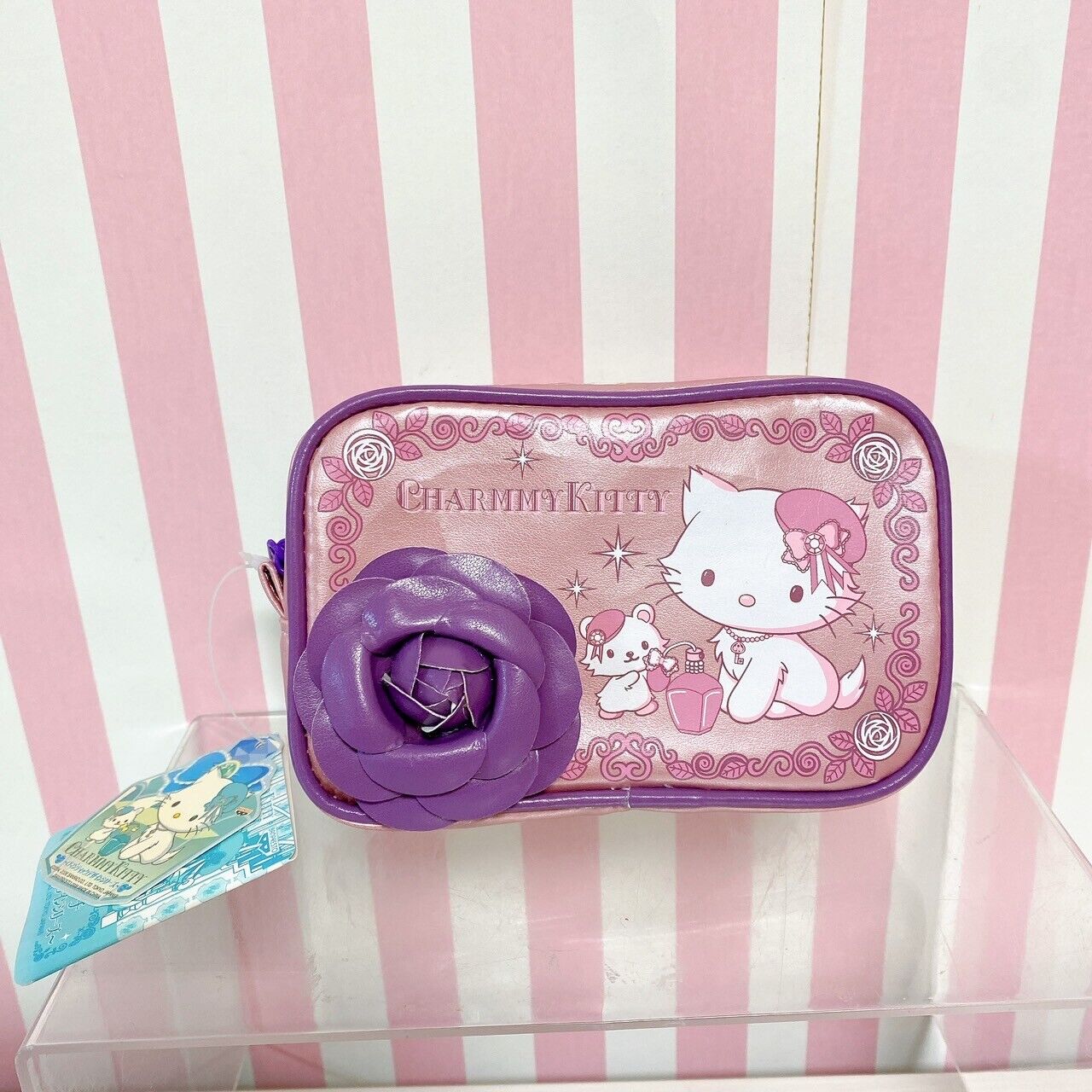 Sanrio Charmmy Charmy Kitty Pouch Rose Flower Pink Purple Perfume Cat Kawaii