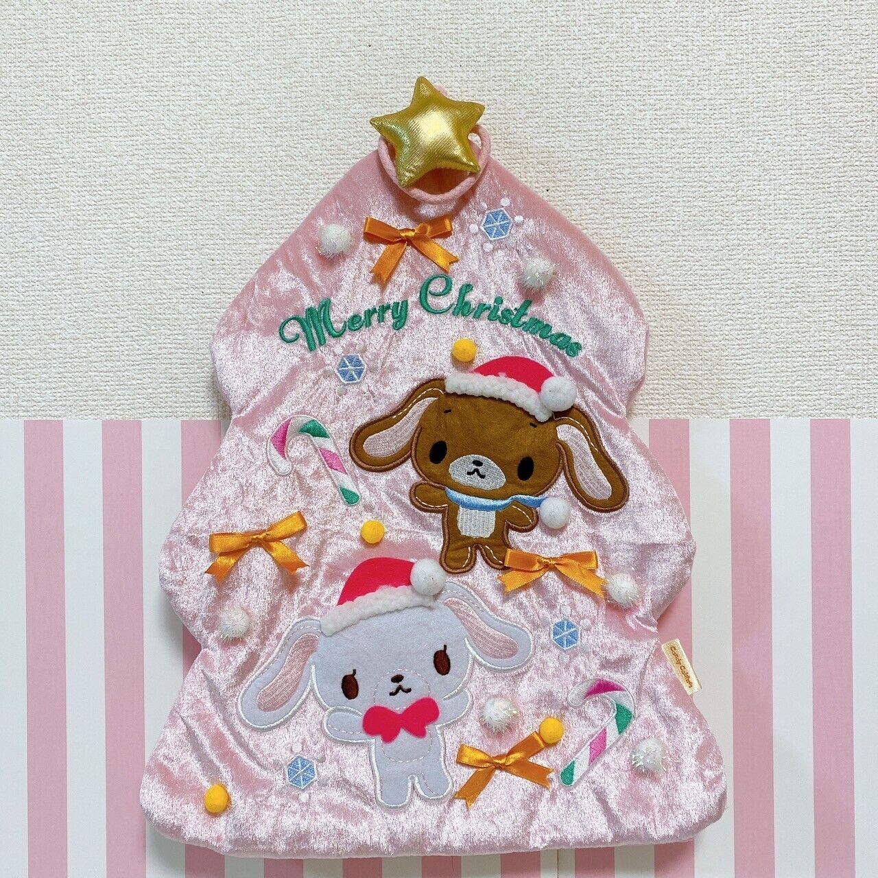 Sanrio Sugar Bunnies Christmas Socks Stocking Xmas Tree Pink Ribbon Snow Rabbit