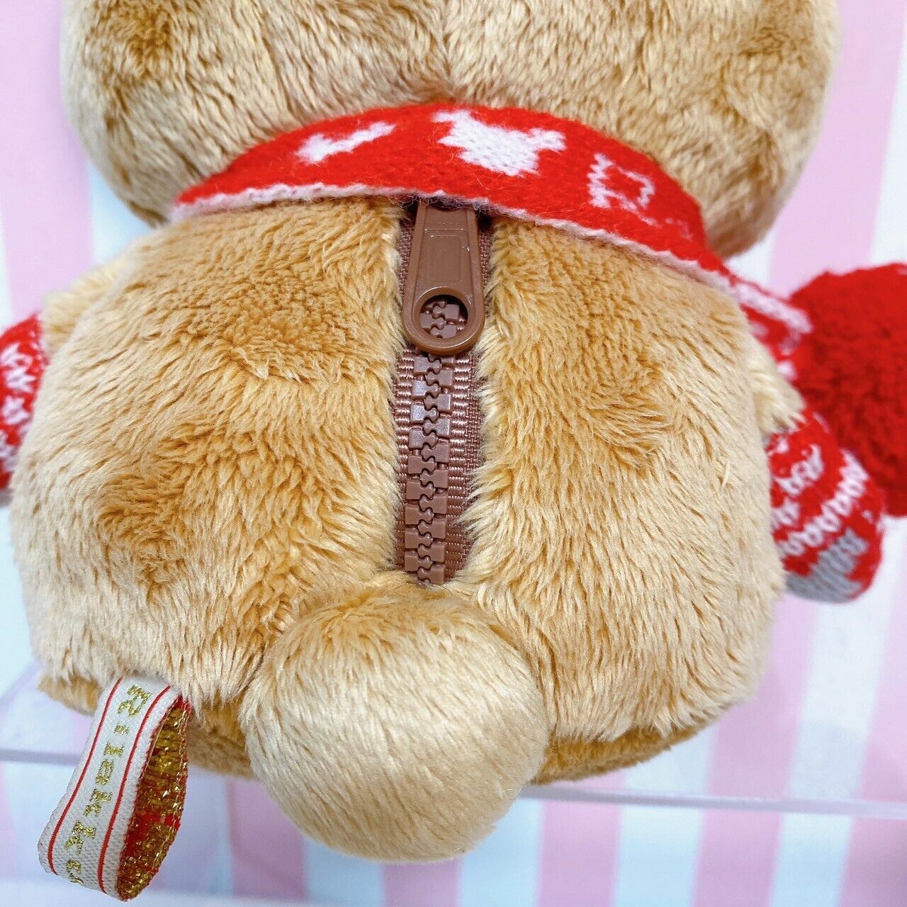 San-X Rilakkuma Plush Soft Stuffed Toy Bear Red Heart Knit Hat Cap Muffler Brown