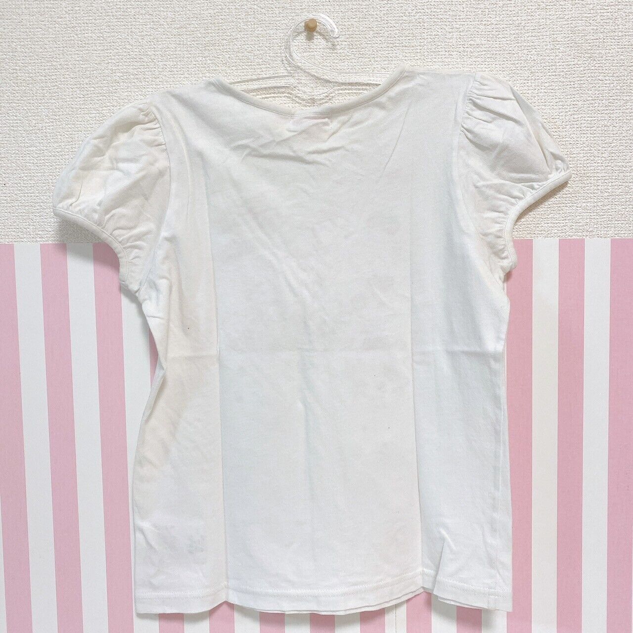 Mezzo Piano T-shirt Tops White 140cm Short Sleeve Heart Strawberry Cherry Ribbon