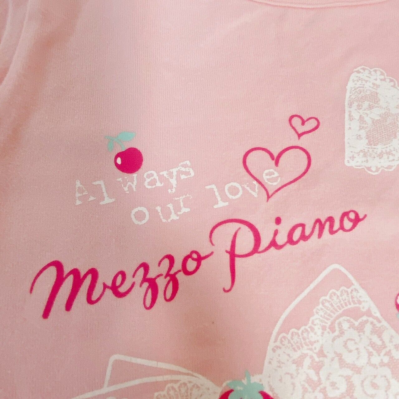 Mezzo Piano One Piece Pink 130cm Ribbon Frill Strawberry Heart Clothing Girl