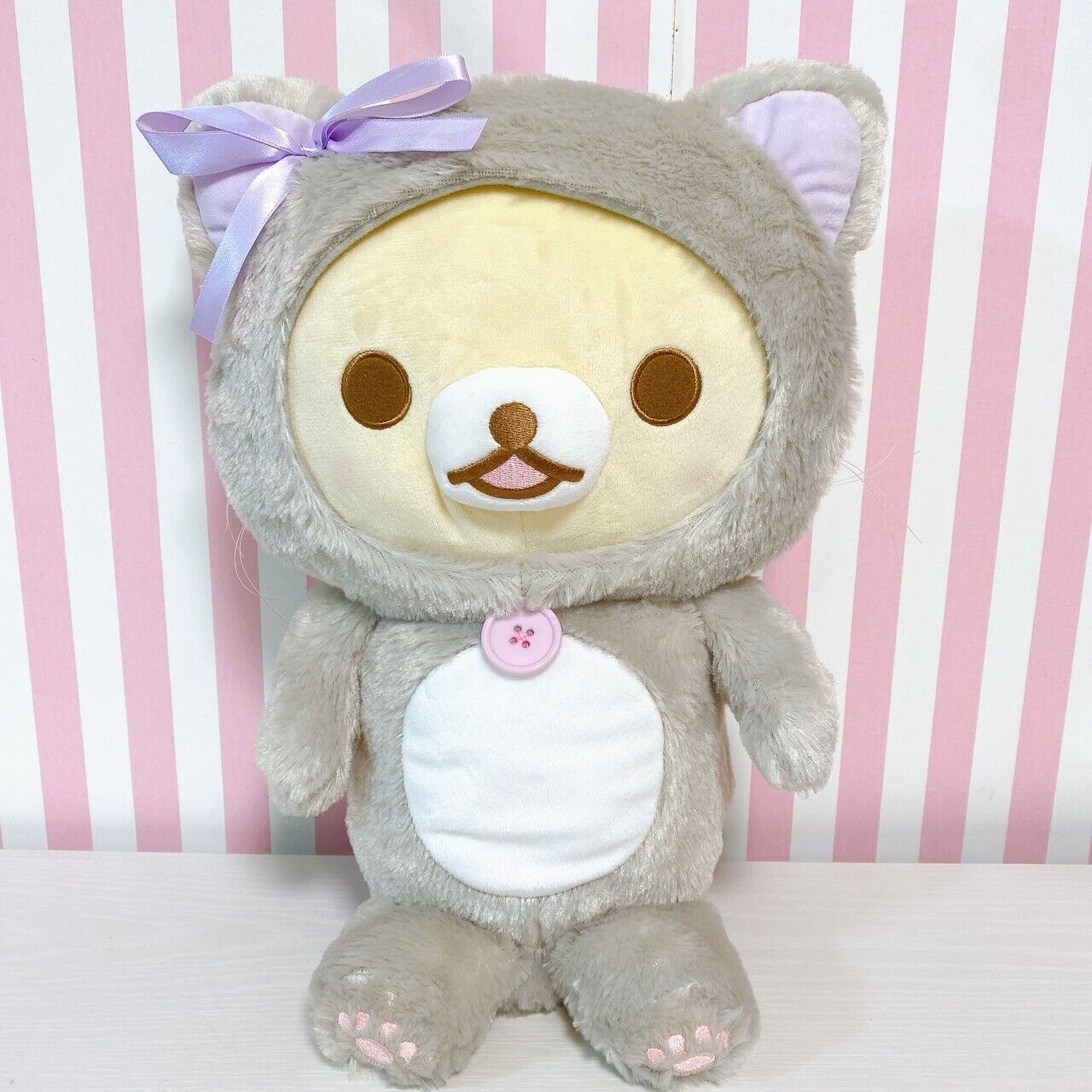 Korilakkuma Plush Backpack Rucksack Soft Stuffed Toy Ribbon Costume Fluffy Bear