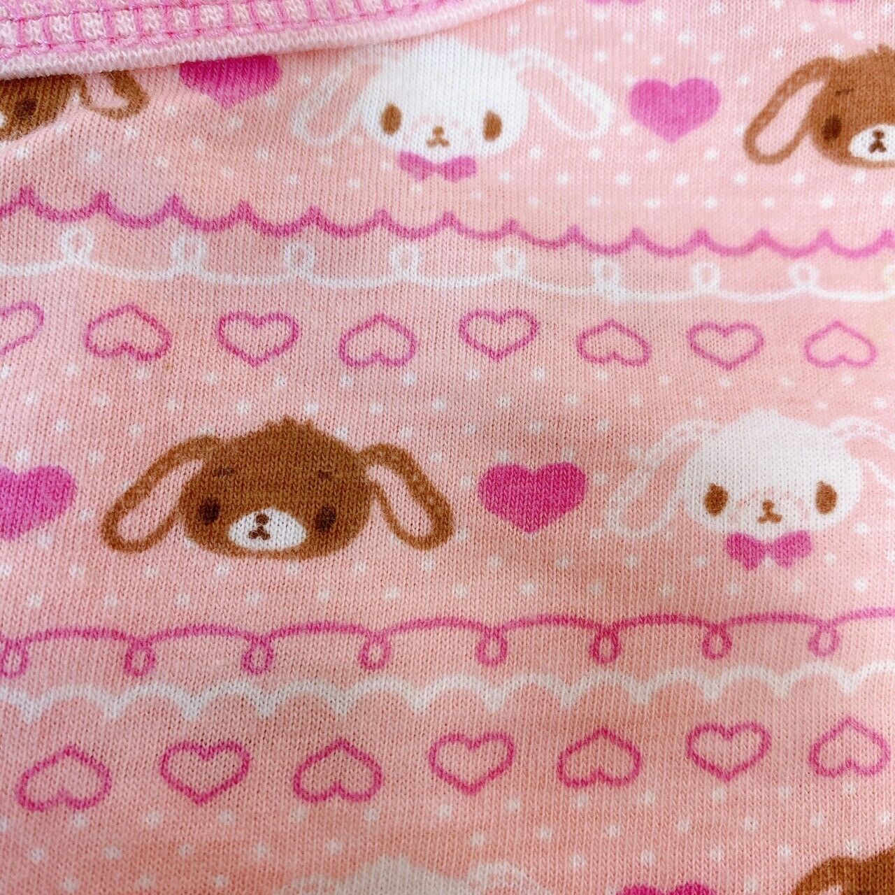 Sanrio Sugar Bunnies Pajamas Kids 140cm Pink Shirousa Kurousa Long Sleeve Heart