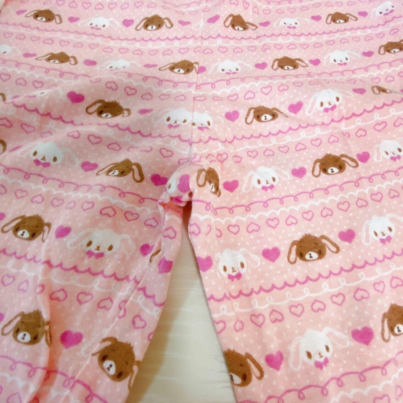 Sanrio Sugar Bunnies Pajamas Kids 140cm Pink Shirousa Kurousa Long Sleeve Heart