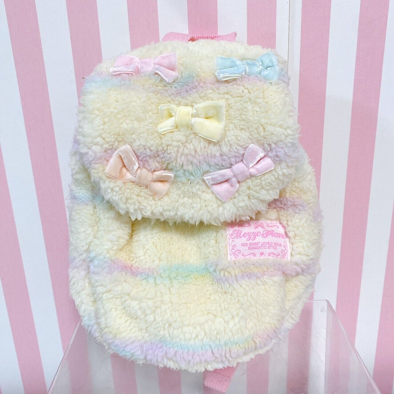 Mezzo Piano Backpack Rucksack School Bag Fluffy Ribbon Rainbow Pastel Color Rare