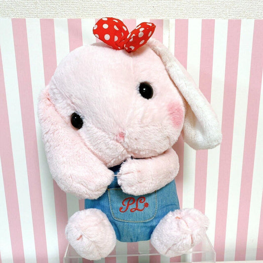 Poteusa Loppy Plush Soft Stuffed Toy Doll Fluffy Pink Rabbit PL Ribbon Dot Red