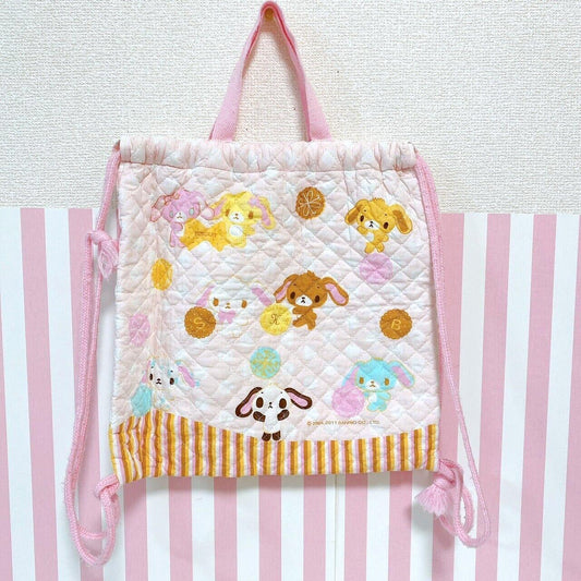 Sanrio Sugar Bunnies Knapsack Backpack Bag Quilting Shirousa Kurousa Cookie Rare