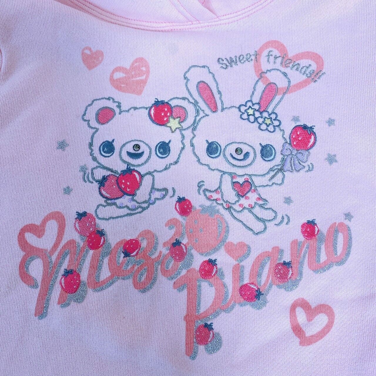 Mezzo Piano Hoodie Sweatshirt 130cm Pink Rabbit Bear Ribbon Strawberry Heart