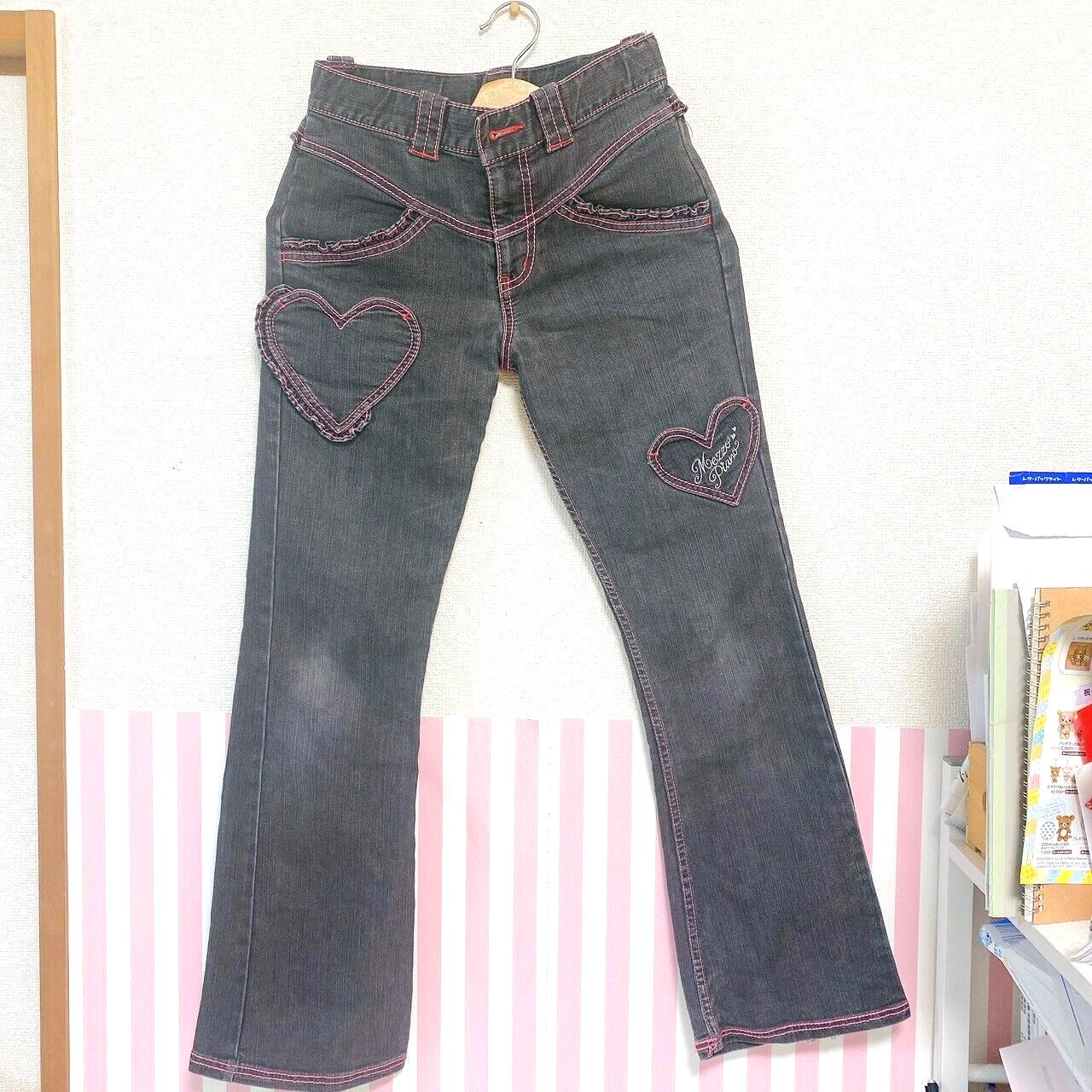 Mezzo Piano Pants M Size 150cm Denim Heart Pink Stitch Kids Girl Kawaii Rare