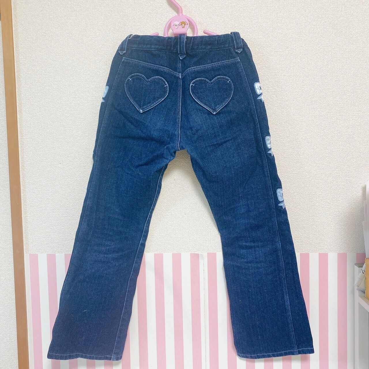 Mezzo Piano Long Pants M Size 140cm Denim Heart Ribbon Kids Girl Kawaii Rare