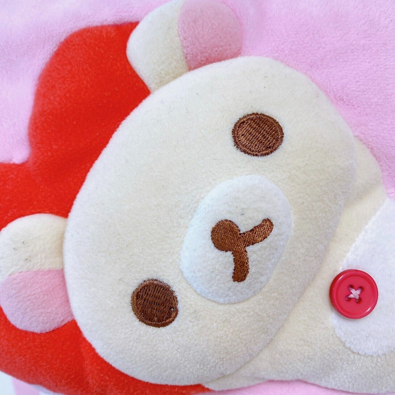 San-x Rilakkuma Korilakkuma Cushion Heart Pink Red White Bear Fluffy Lying Rare