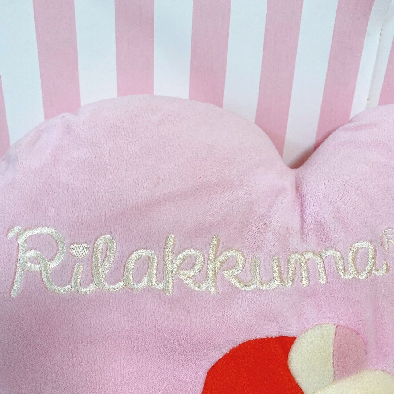 San-x Rilakkuma Korilakkuma Cushion Heart Pink Red White Bear Fluffy Lying Rare