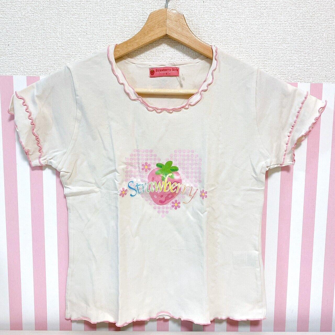 Mother Garden Short Sleeve T-shirt Ladies S Size Strawberry Heart Flower Frill