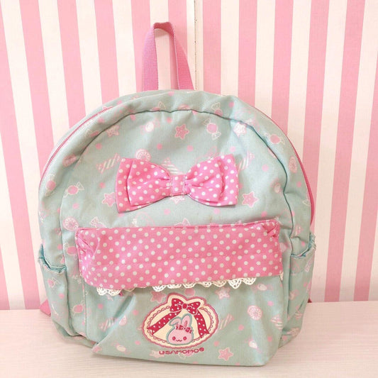 Mother Garden Usamomo Rucksack Backpack School Bag Pink Blue Ribbon Candy Dot