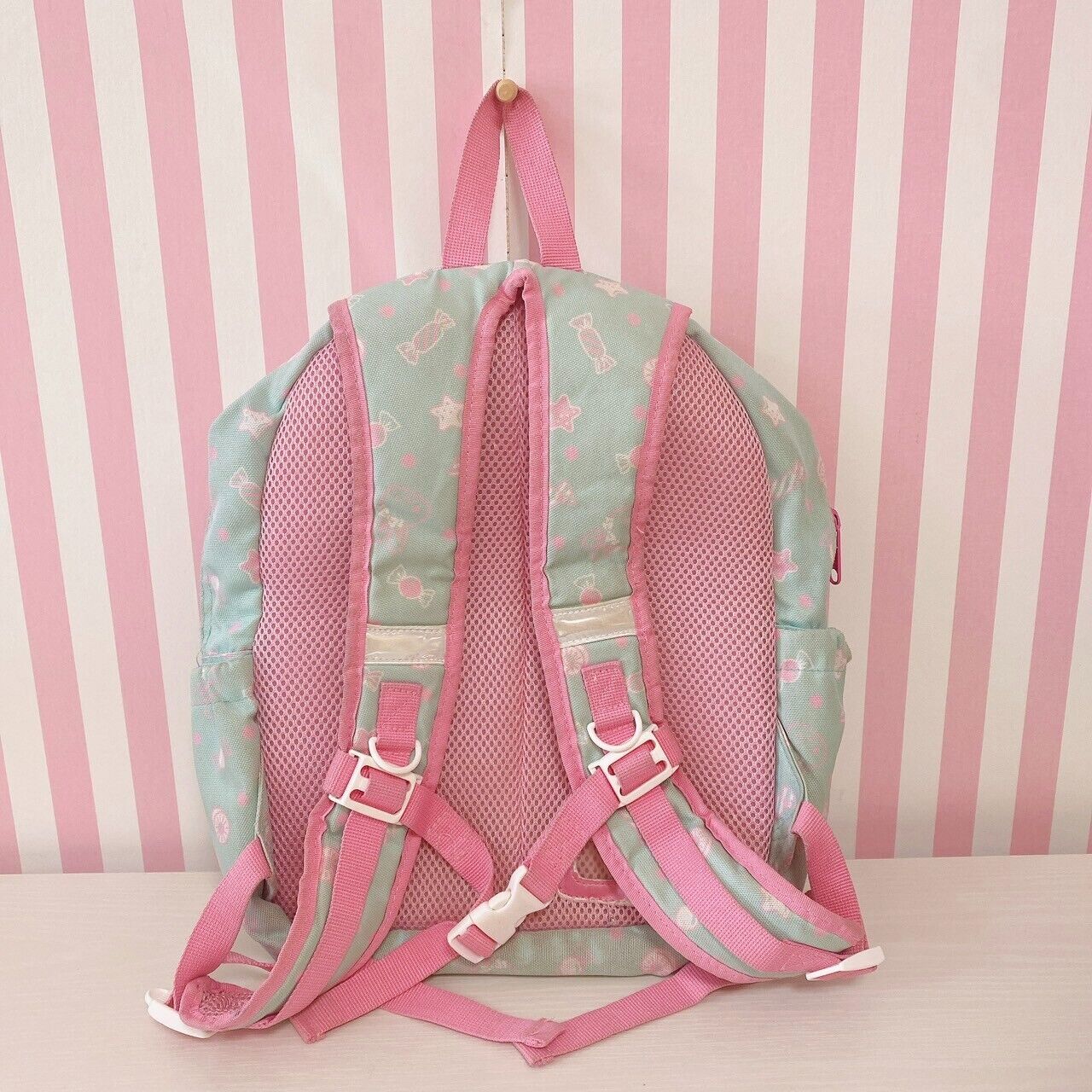 Mother Garden Usamomo Rucksack Backpack School Bag Pink Blue Ribbon Candy Dot