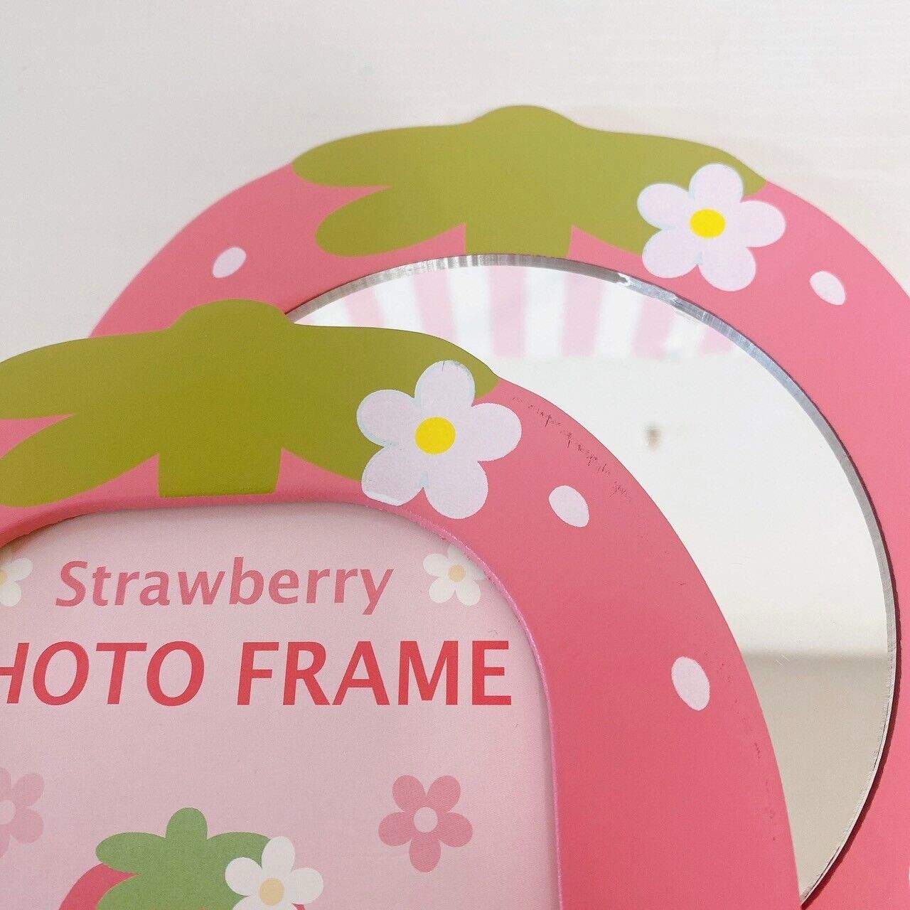 Mother Garden Photo Frame Hand Mirror Set 2 Pink Strawberry Dot Flower Kawaii