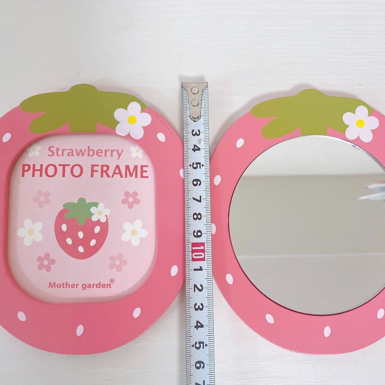 Mother Garden Photo Frame Hand Mirror Set 2 Pink Strawberry Dot Flower Kawaii