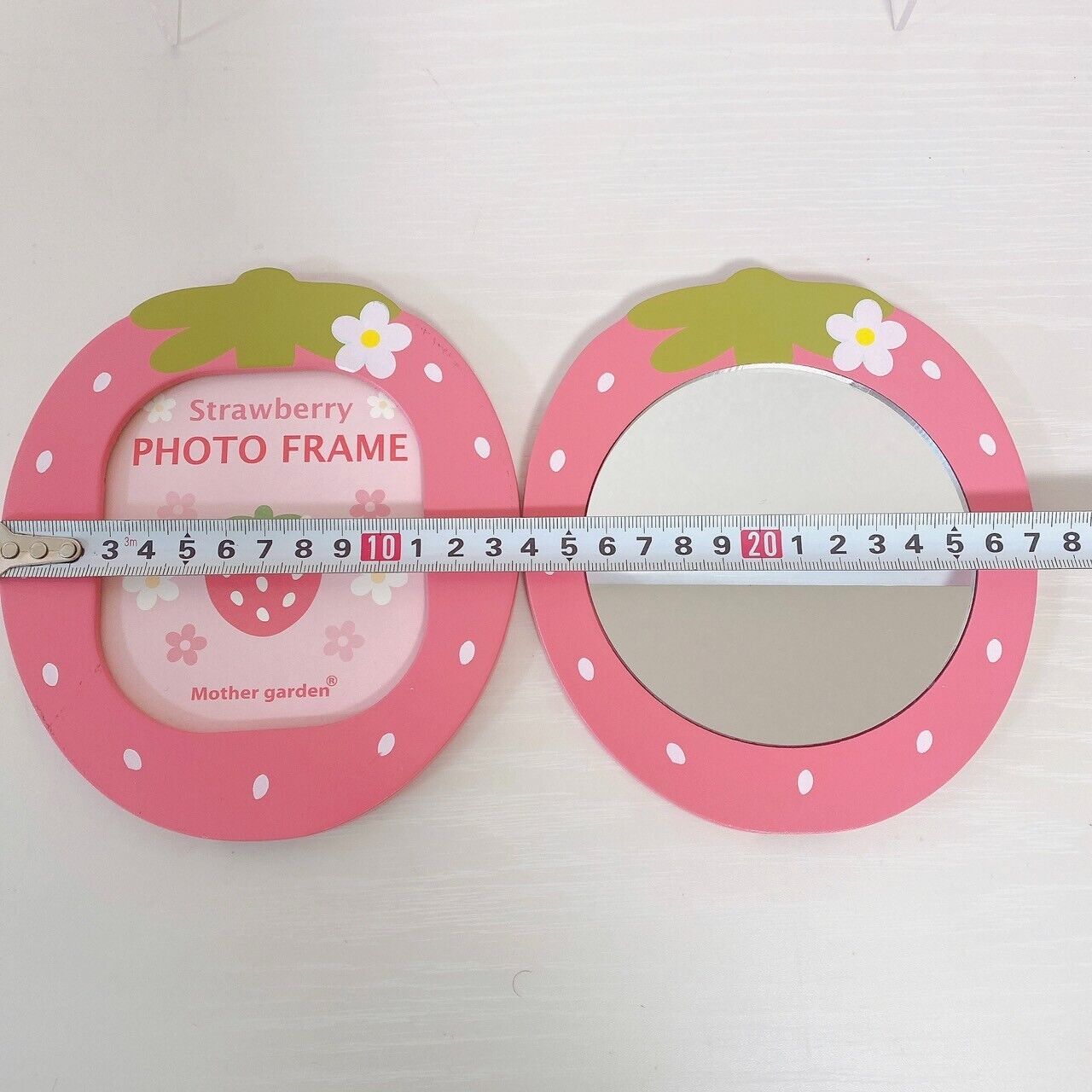 Mother Garden Photo Frame Hand Mirror Set 2 Pink Strawberry Dot Flower Kawaii