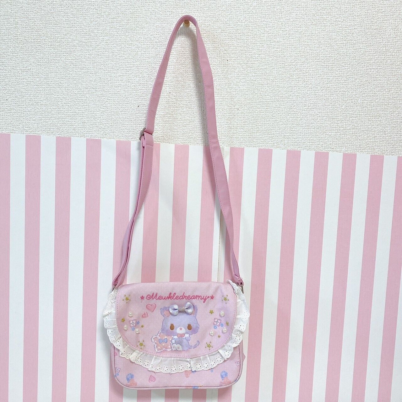 Sanrio Mewkledreamy Pochette Pouch Pink Cat Frill Flower Ribbon Heart Kawaii