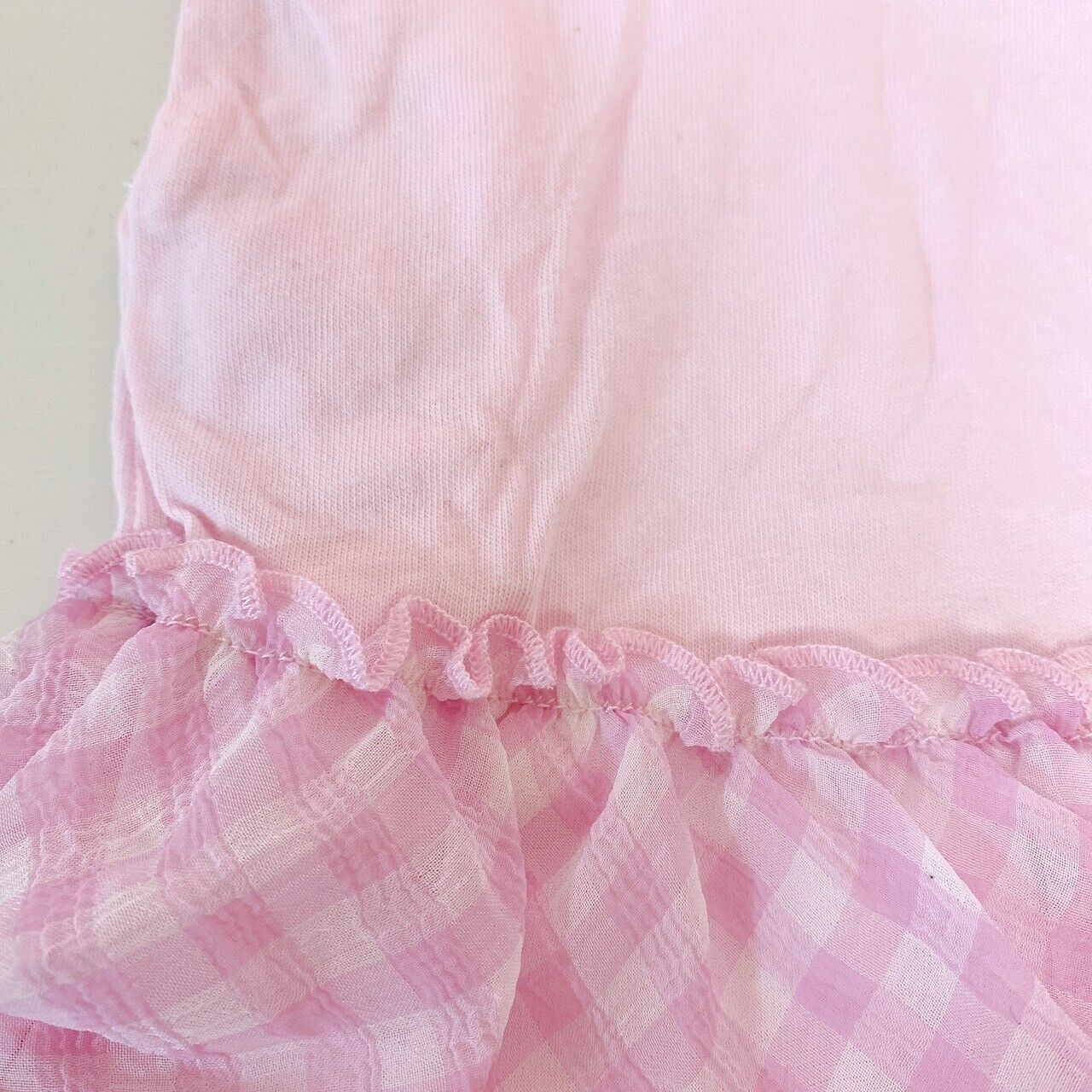 Mezzo Piano One Piece 140cm Pink Strawberry Frill Ribbon Short Sleeve Plaid Rare