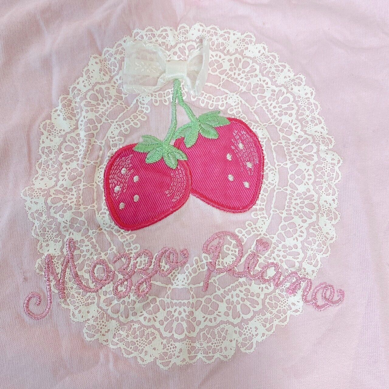 Mezzo Piano One Piece 140cm Pink Strawberry Frill Ribbon Short Sleeve Plaid Rare