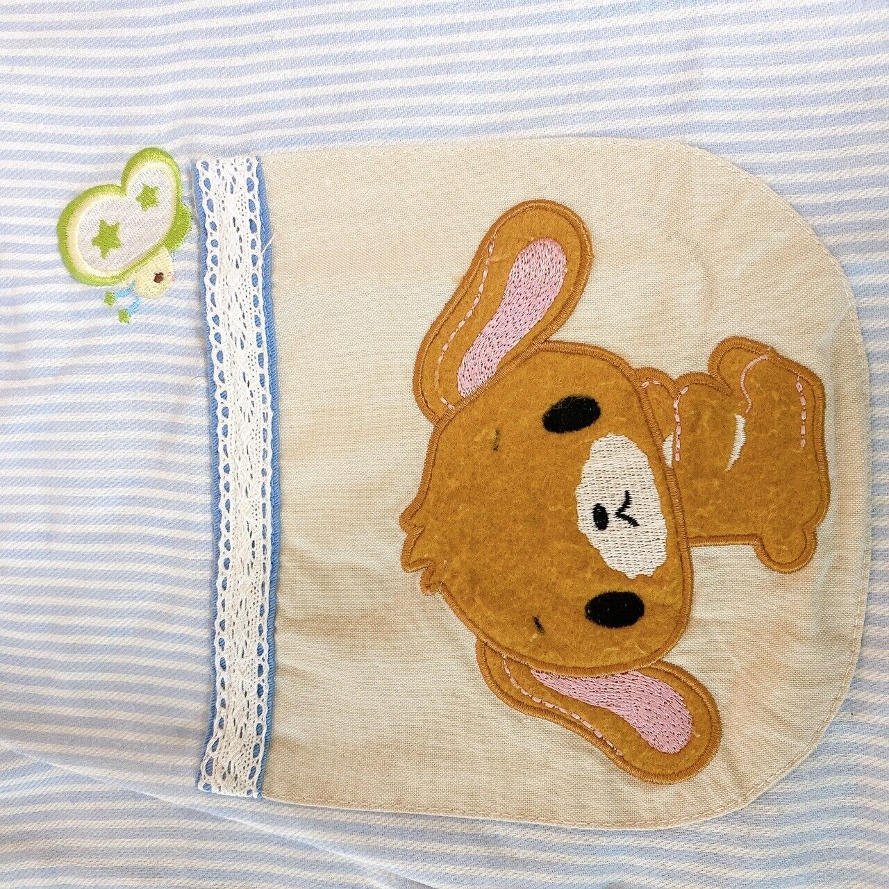 Sanrio Sugarbunnies Bunnies Apron Smock Blue Apple Stripe Plaid Shirousa Kurousa