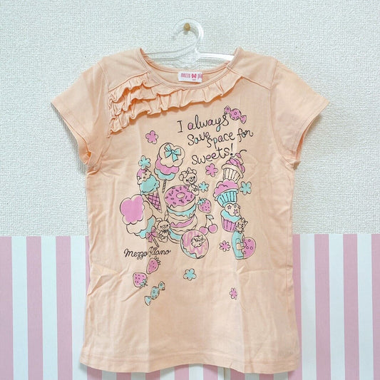 Mezzo Piano 140cm Tops T-shirt Orange Frill Bear Cupcake Strawberry Character