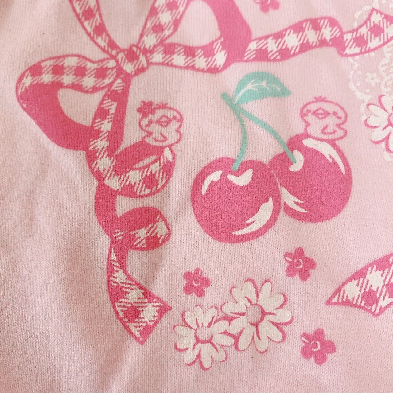 Mezzo Piano T-shirt Tops 140cm Pink Ribbon Strawberry Cherry Lace Kawaii Rare