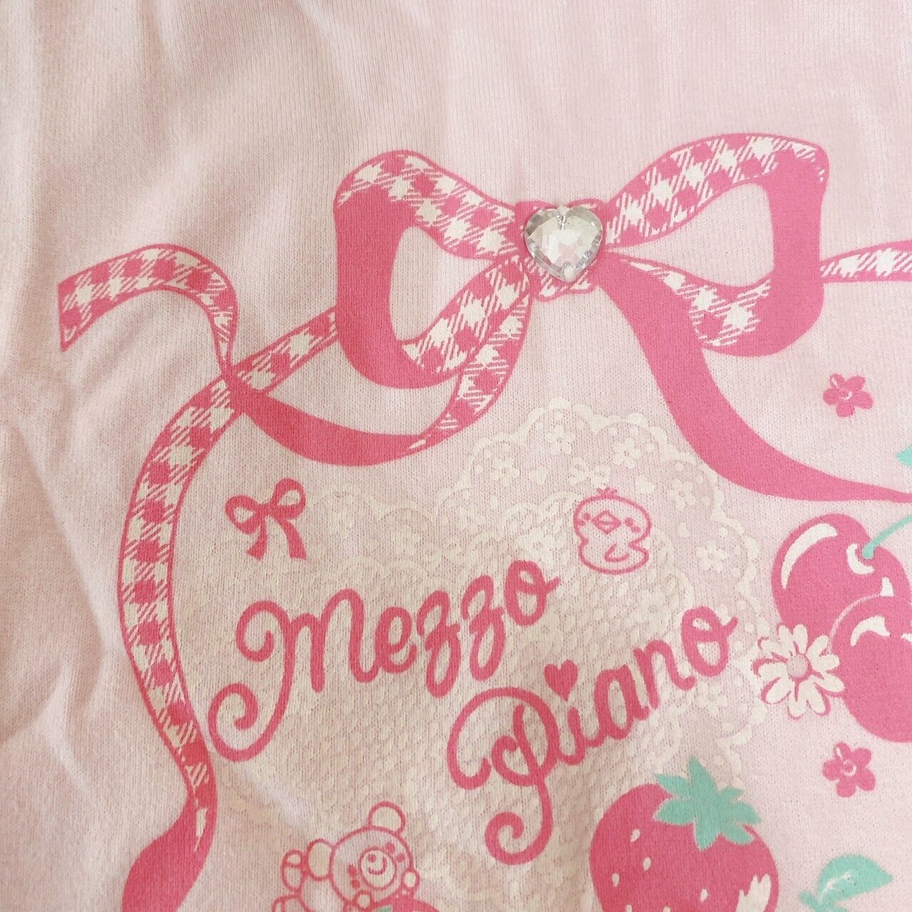 Mezzo Piano T-shirt Tops 140cm Pink Ribbon Strawberry Cherry Lace Kawaii Rare