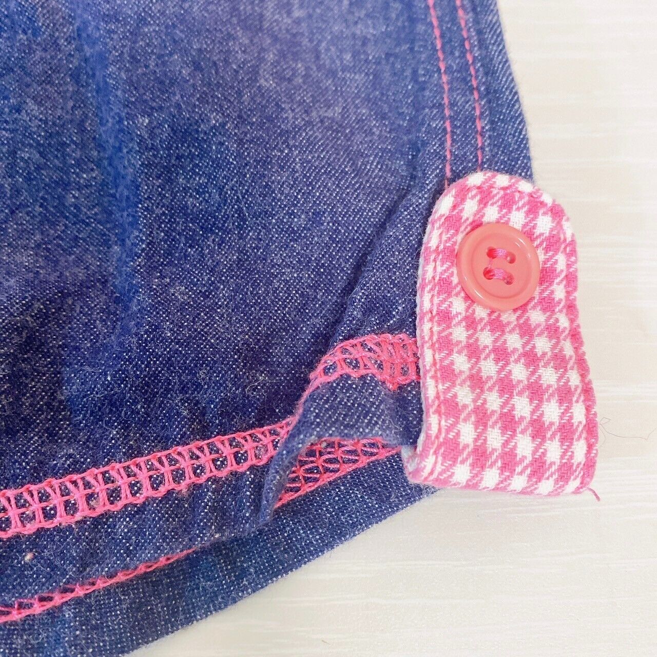 Mezzo Piano Denim Shirt One Piece Long Sleeve 120cm Pink Plaid Berrie-chan Heart