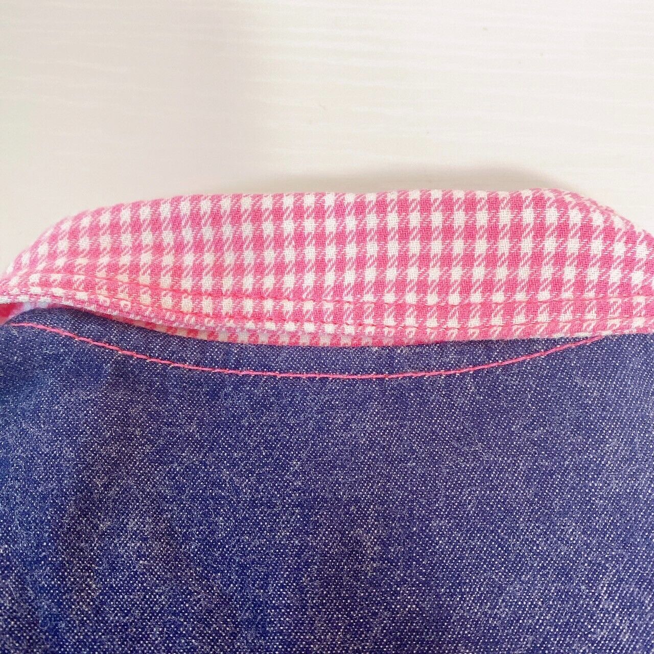 Mezzo Piano Denim Shirt One Piece Long Sleeve 120cm Pink Plaid Berrie-chan Heart