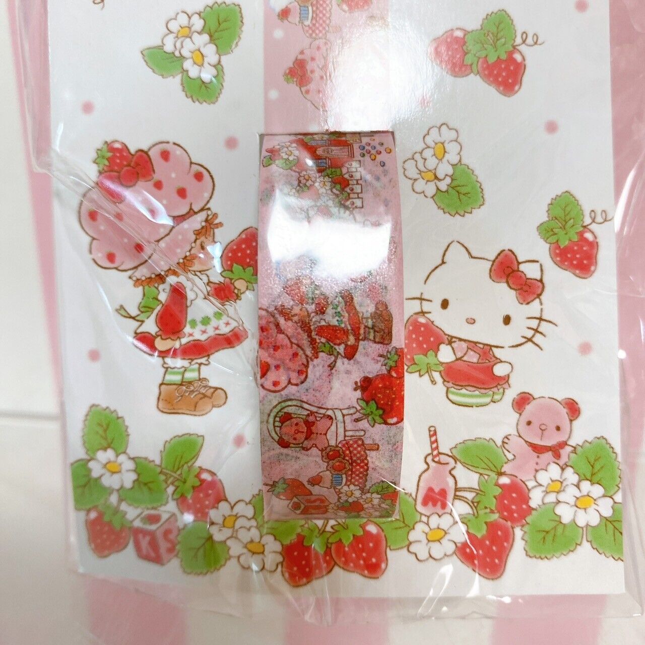 Sanrio Hello Kitty Strawberry Shortcake Collaboration Masking Tape Set 2 Pink