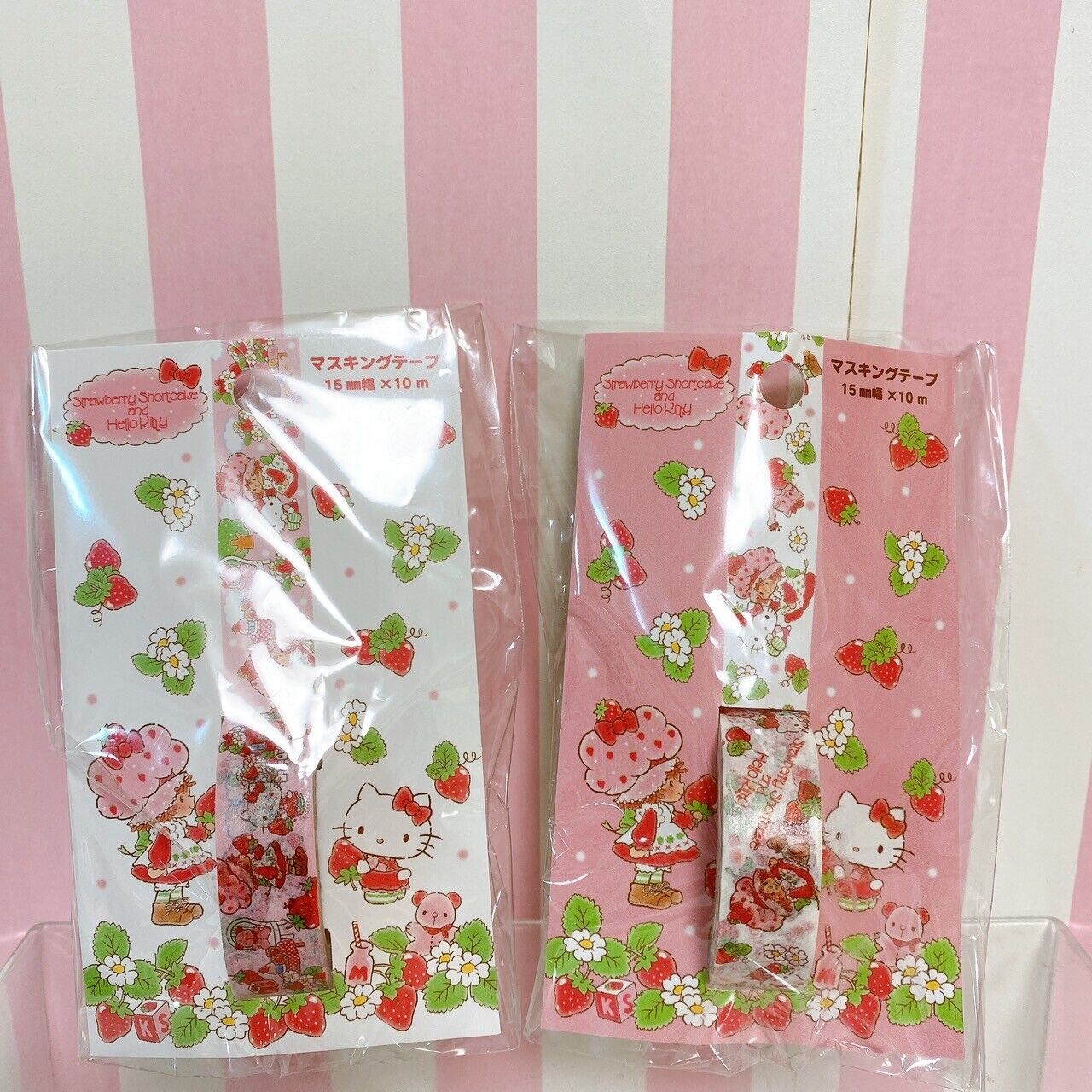 Sanrio Hello Kitty Strawberry Shortcake Collaboration Masking Tape Set 2 Pink