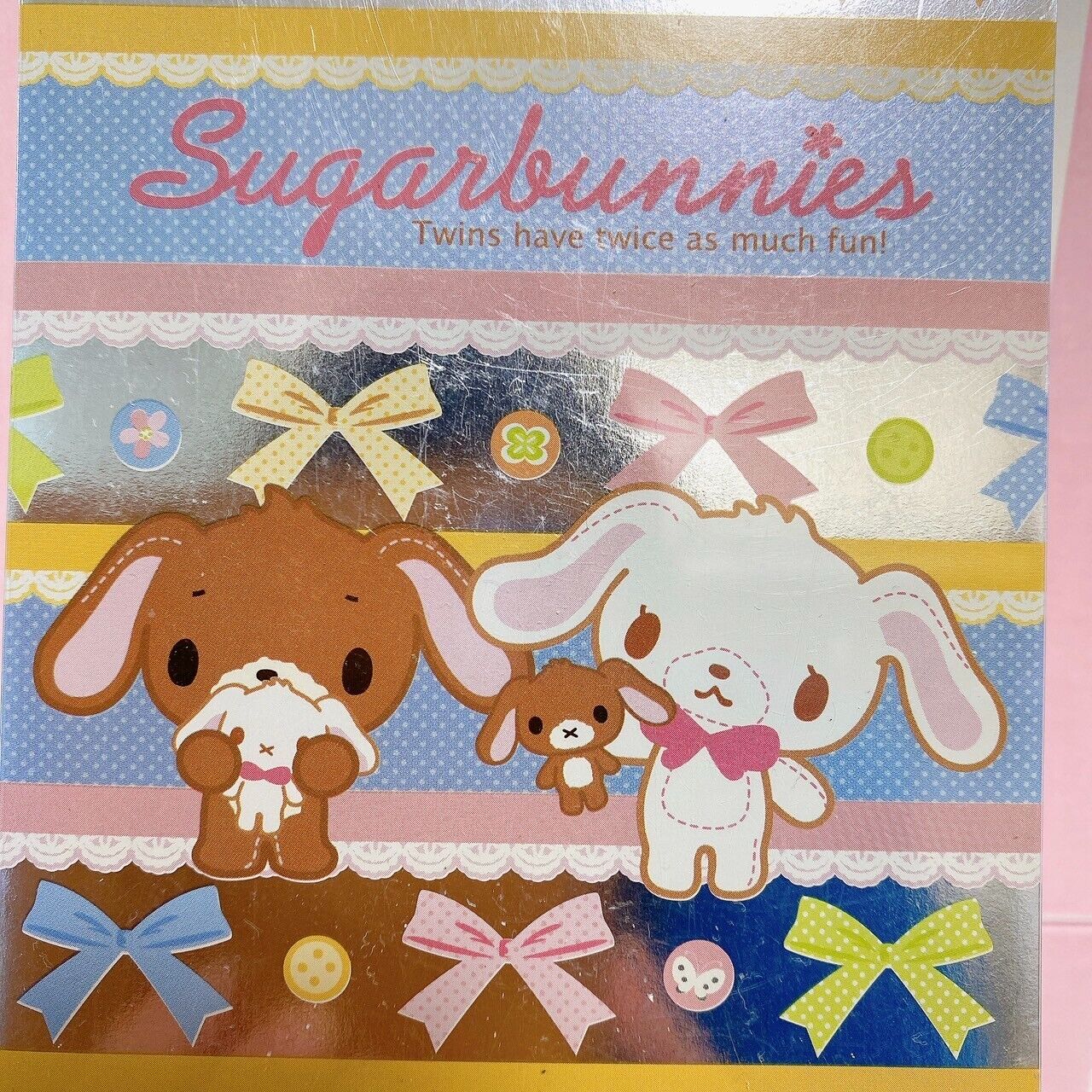 Sanrio Sugar Bunnies Shirousa Kurousa Stationery Memo Notepad Ribbon Sweets Rare