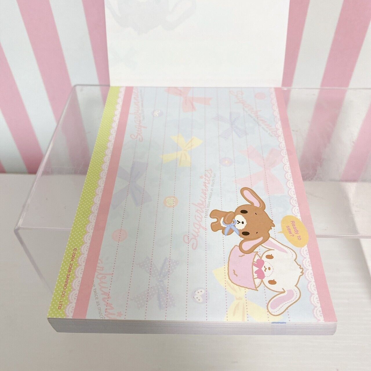 Sanrio Sugar Bunnies Shirousa Kurousa Stationery Memo Notepad Ribbon Sweets Rare